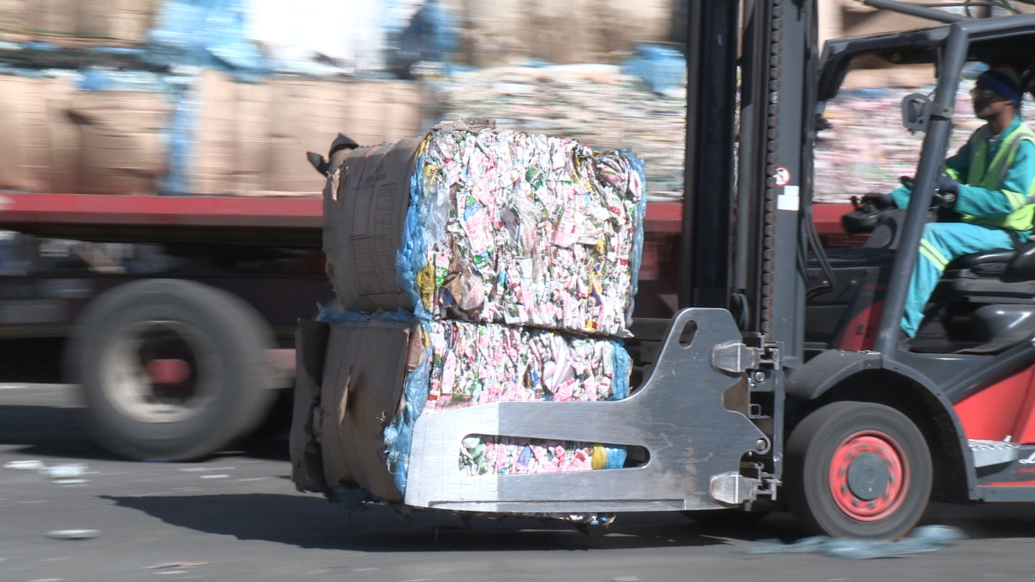 Bale of Liquid board packaging. Credit Mpact